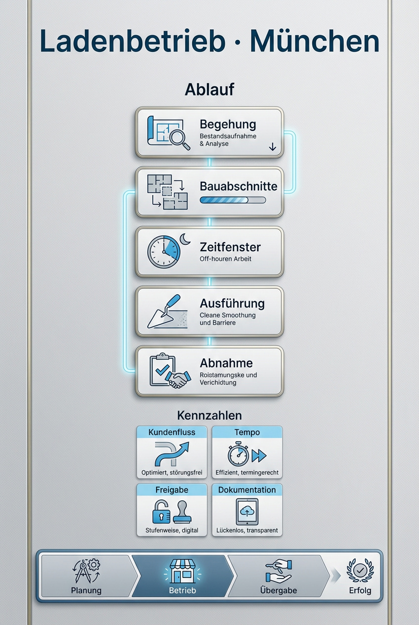 Infografik Laden renovieren im laufenden Betrieb in München