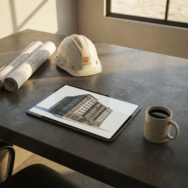 Construction manager reviewing plans